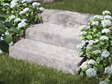 Blockstufen Travertin Silver mit Garten