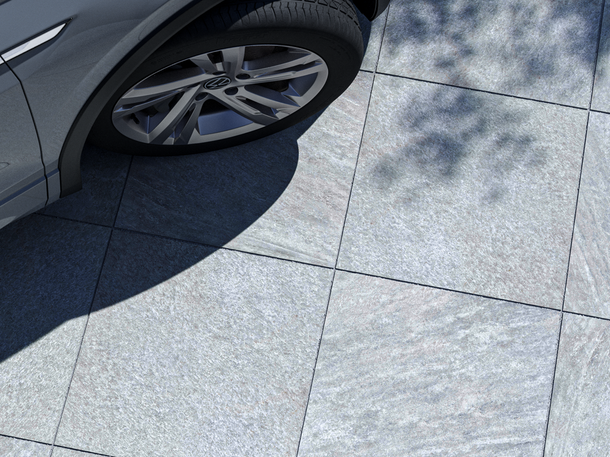 Steinoptikplatte Classic Grey 3cm: hochwertig und belastbar Feinsteinzeugplatten Steinoptik Classic_Grey_Galerie 1 Anschnitt Auto