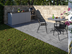 Terrasse mit Steinoptikplatten Monro Dark 3cm mit Outdoorküche