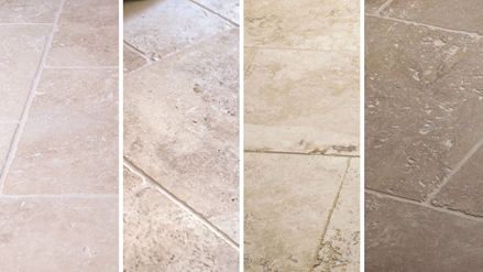 Verschiedene Travertine nebeneinander im Vergleich