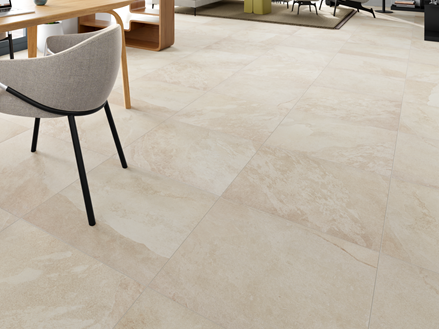 Schieferoptik-Fliesen Alpine Beige Wohnraum näher