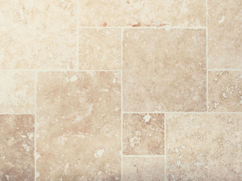 Travertinfliesen Ivory Cream im Römischen Verband von oben