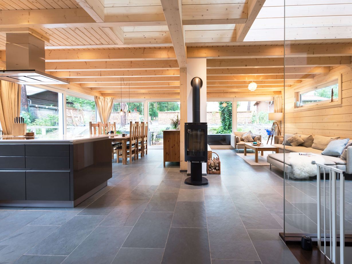 Wohnbereich mit Schieferfliesen Grey Slate