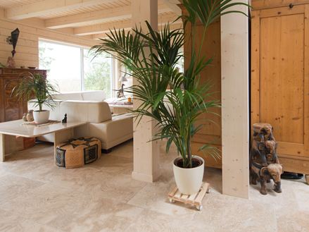 Wohnzimmer und Flur mit Travertin Rustic