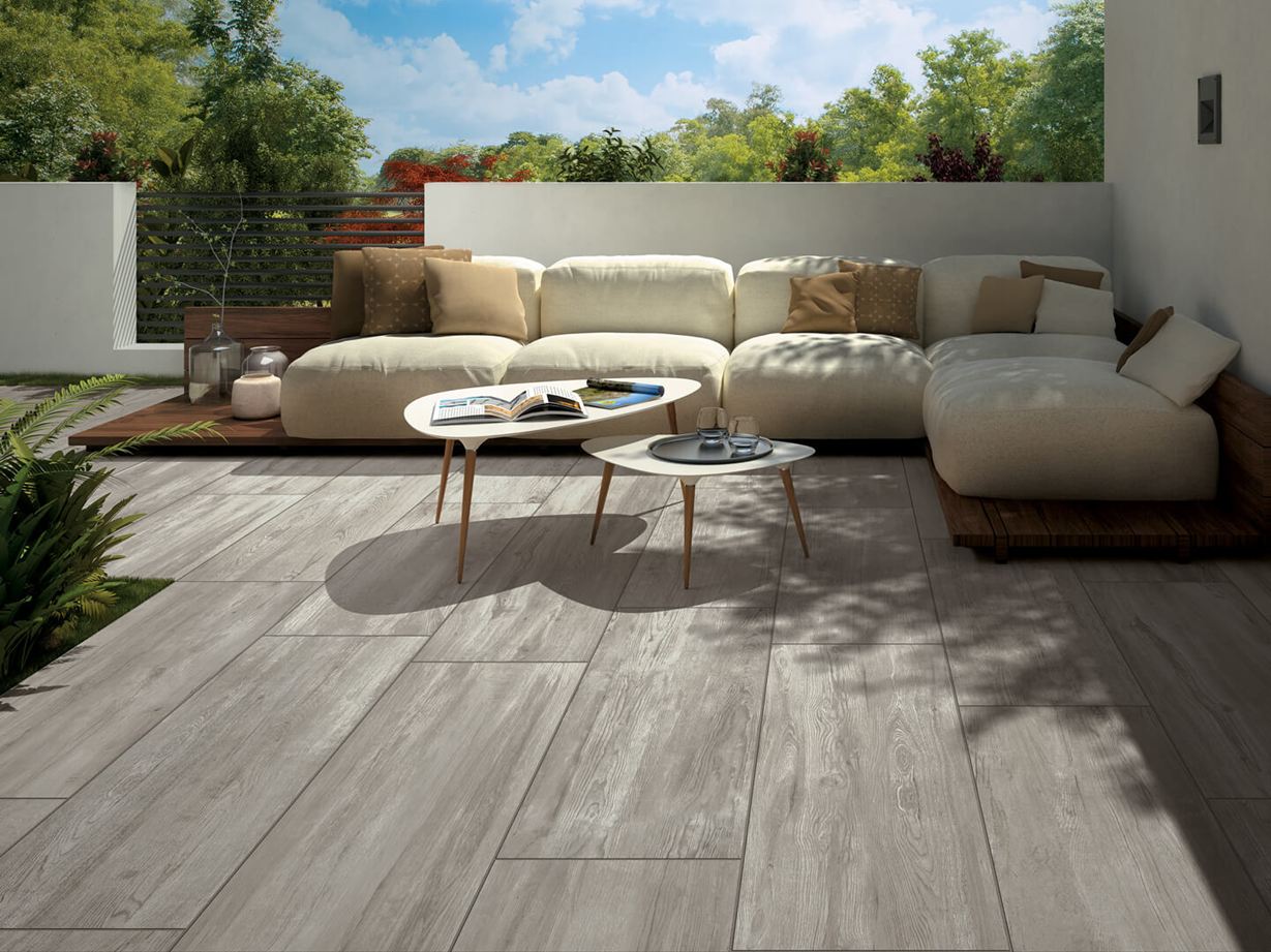 Betonplatten Terrasse Holzoptik