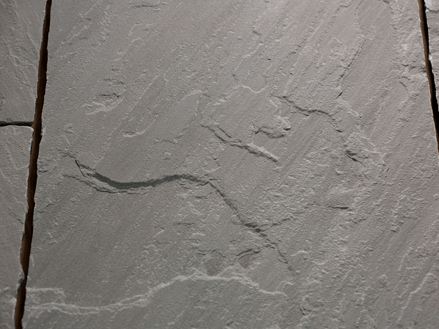 Detailaufnahme Sandsteinplatte Kandla Grey mit natursamt gebürsteter Oberfläche