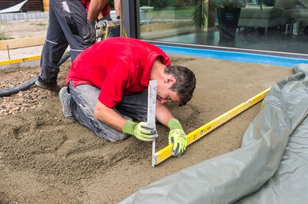 Terrasse Feinsteinzeug Gefaelle pruefen Sopro