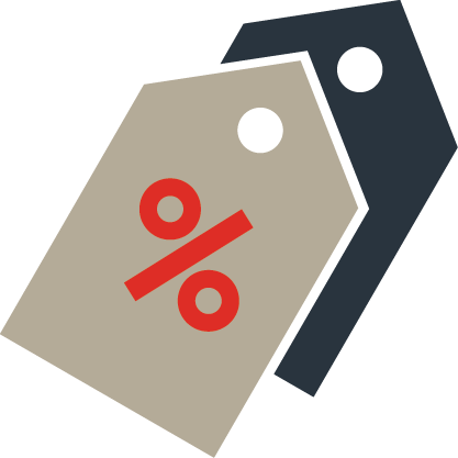 Icône avec signe de pourcentage pour les ventes directes